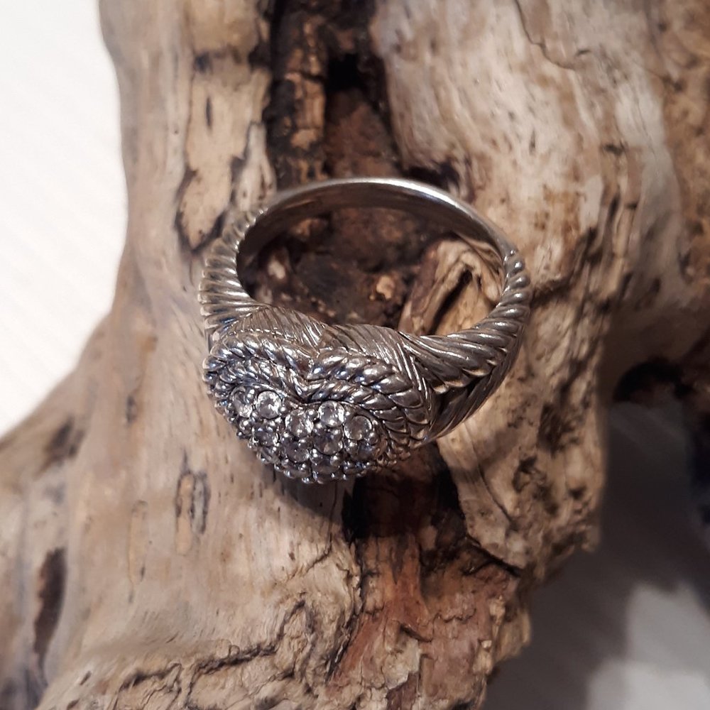JUDITH RIPKA Diamonique Pave Heart 925 Ring Size 7 - Picture 2 of 6